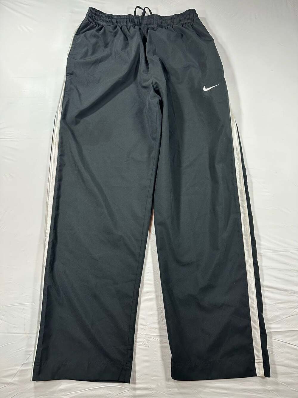 Y2K Nike Basketball Track Pants Mens Baggy Windbreaker Black Large Embroidered